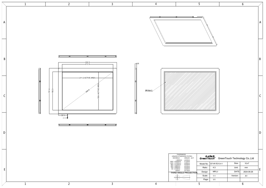 GreenTouch 10.4-inch IR Touch Panel with Cover Glass
