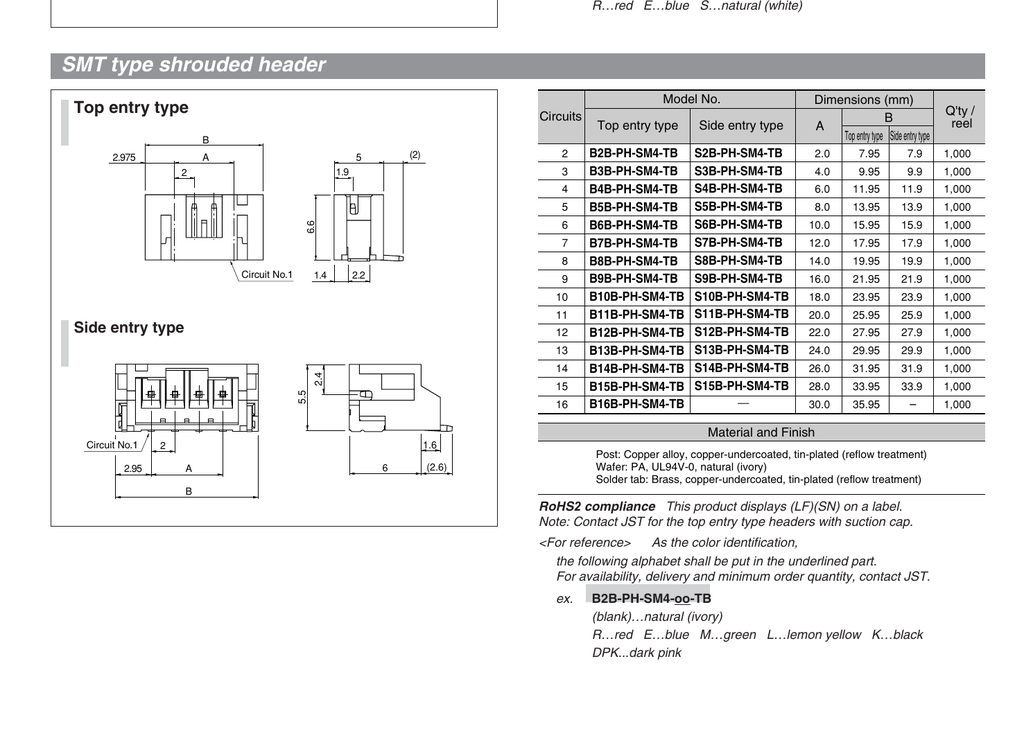 JST S8B-PH-SM3-TB mating connector