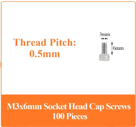 HDW / SCW / M3 x 6mm / 0.5mm Thread Pitch / Hex Socket Head Cap Screws , 304 Stainless Steel (18-8) , Fully Threaded