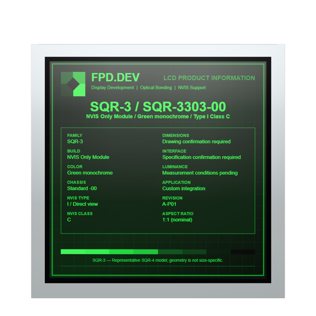 SQR-3 NVIS Only Module — Green monochrome; NVIS Type I, Class C / Standard chassis