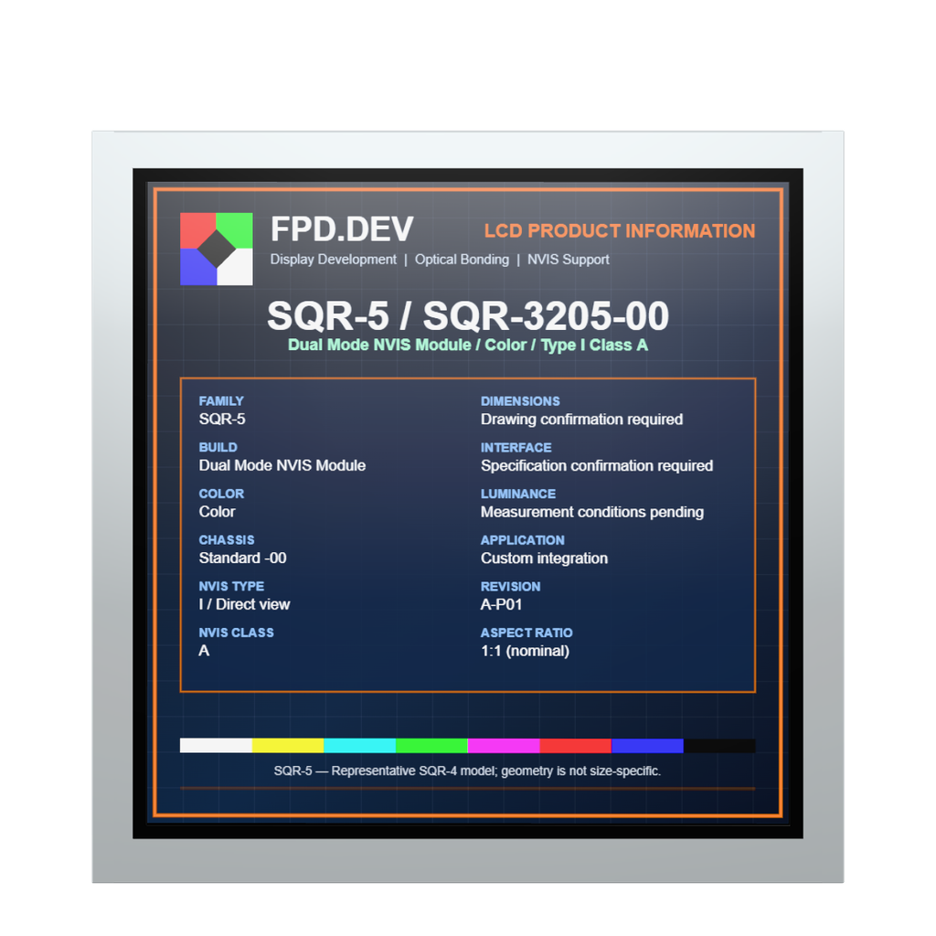 [SQR-3205-00] SQR-5 Dual Mode NVIS Module — Color; NVIS Type I, Class A / Standard chassis